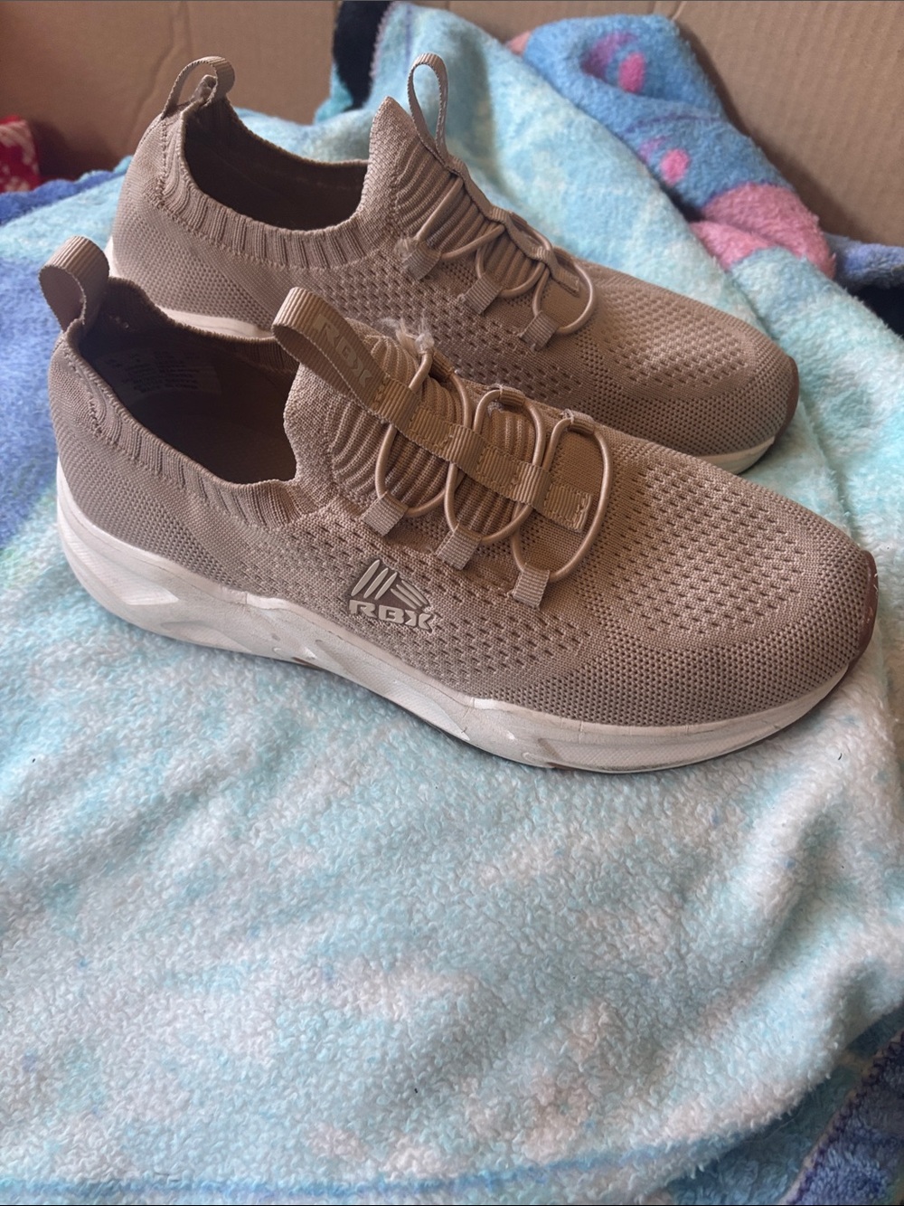 RBX Taupe Knit Slip-On Athletic Sneakers